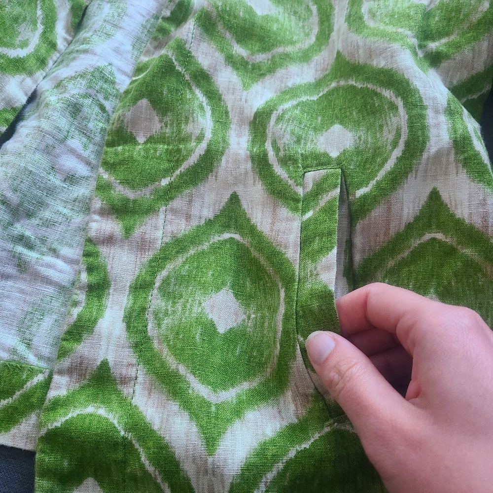 Chico's Linen Green Patterned Jacket - image 5
